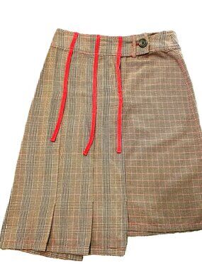 Promod Asymmetrical Plaid Skirt Red Trim Size EU 38 France